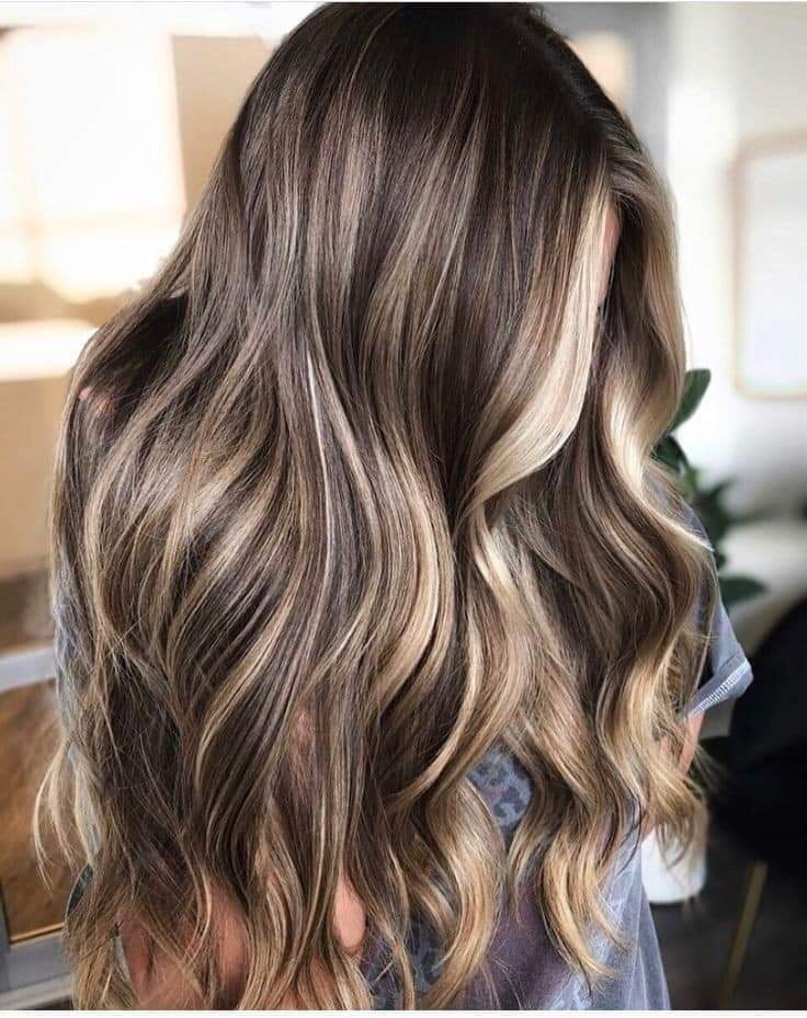 Brunette Balayage Waves with Caramel Highlights