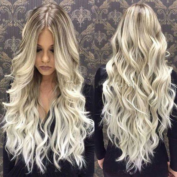 Platinum Blonde Balayage Waves