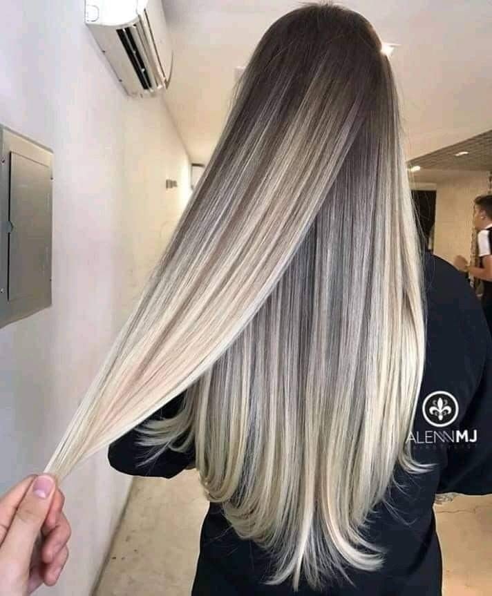 Ash Blonde Balayage Straight Hair