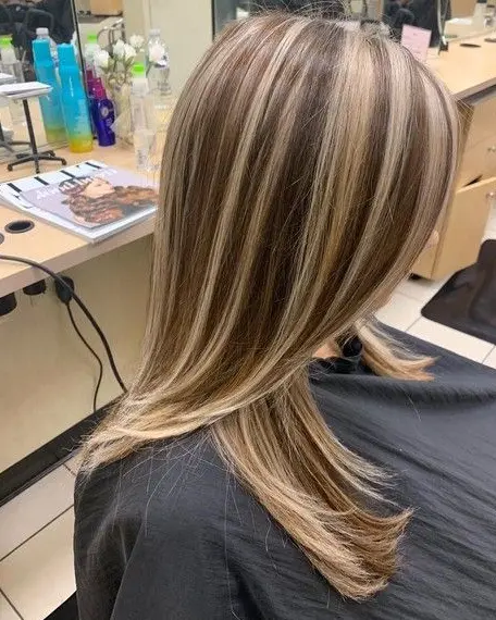 Blonde Streaks Balayage Hairstyle