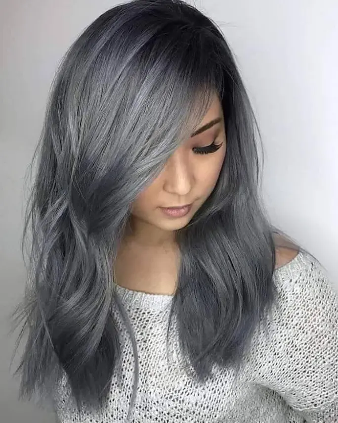 Silver Gray Balayage Hairstyle