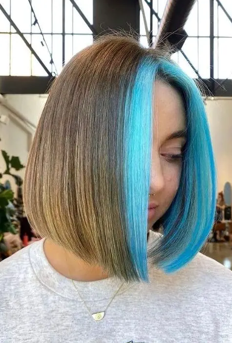 Blue Peekaboo Balayage Hairstyle