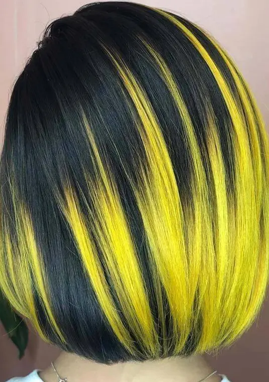 Vibrant Yellow Balayage Bob Hairstyle