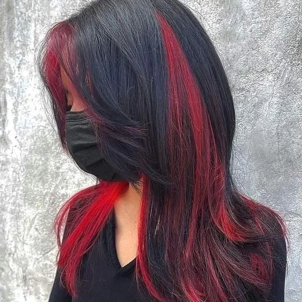 Red and Black Balayage Hairstyle