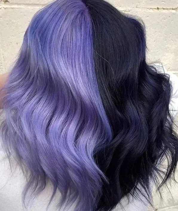 Two-Toned Purple and Black Balayage Hairstyle