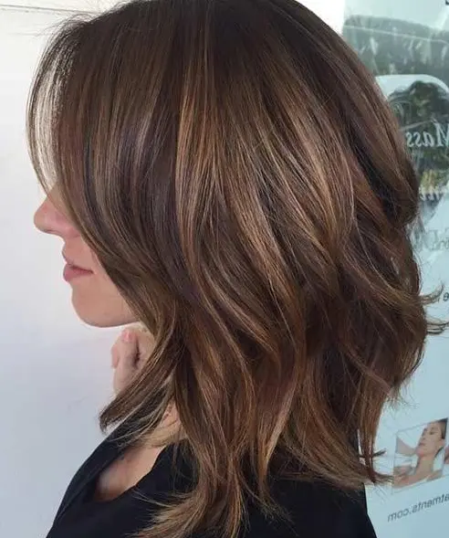 Warm Chocolate Balayage Waves Hairstyle