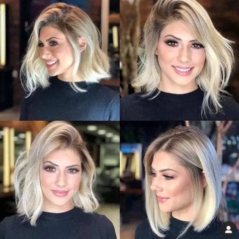 Chic Blonde Bob with Side Bangs Hairstyle