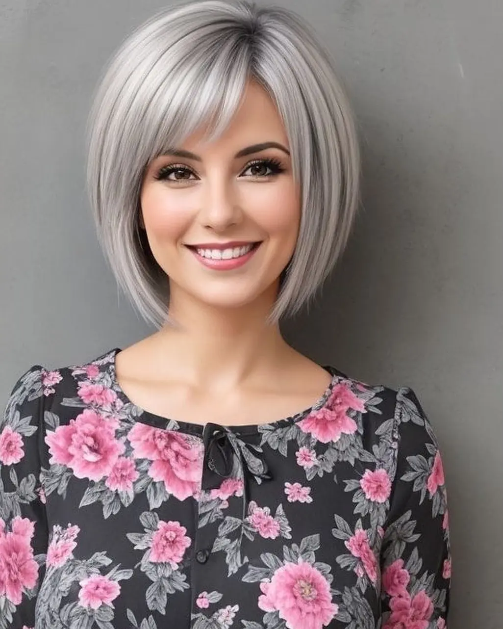 Classic Silver Bob with Bangs Hairstyle