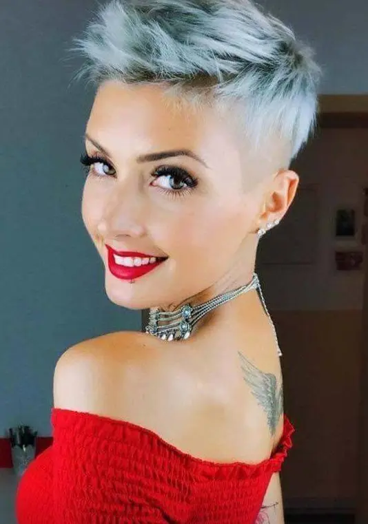 Edgy Silver Pixie Cut Hairstyle