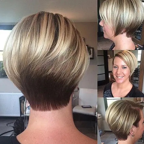 Graduated Bob with Blonde Highlights Hairstyle