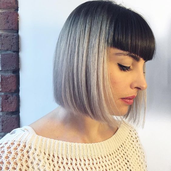 Ombre Bob with Blunt Bangs