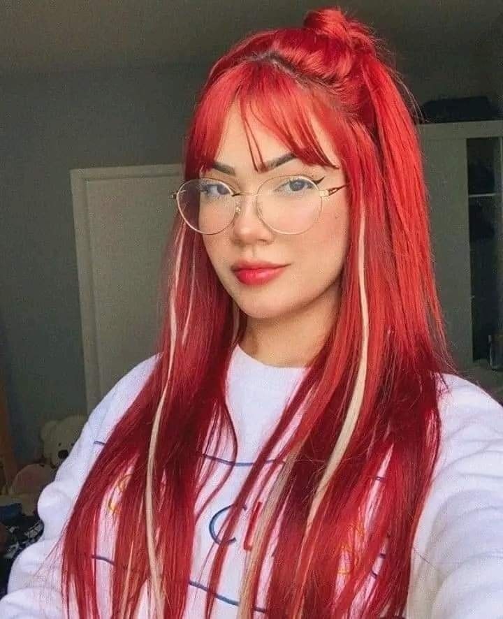 Vibrant Red Hair with Highlights