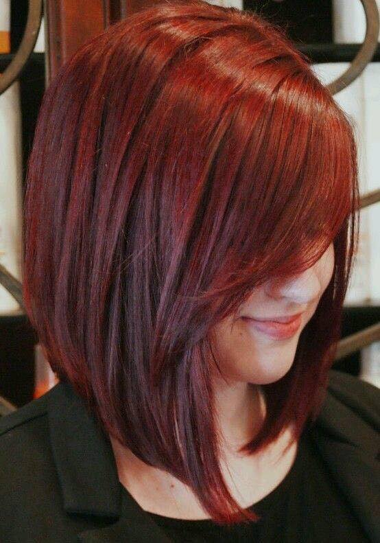 Deep Red Angled Bob