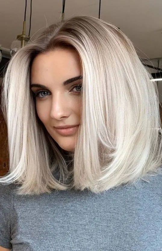 Sleek Icy Blonde Bob Hairstyle