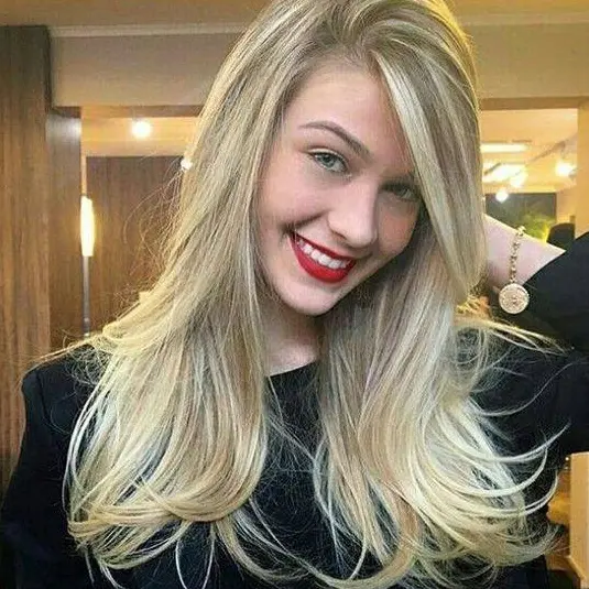 Layered Blonde Hair with Side Part Hairstyle