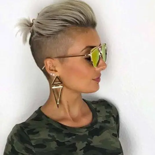 Chic Undercut with Blonde Top Knot Hairstyle