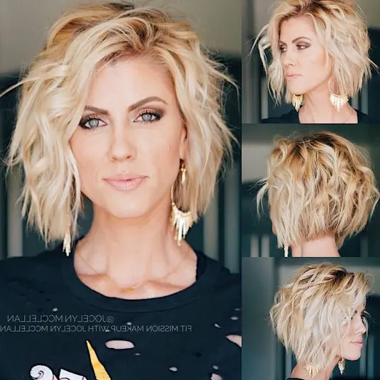 Tousled Blonde Bob with Layers Hairstyle