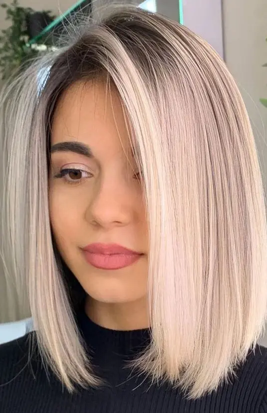 Soft Blonde Bob with a Sleek Finish Hairstyle