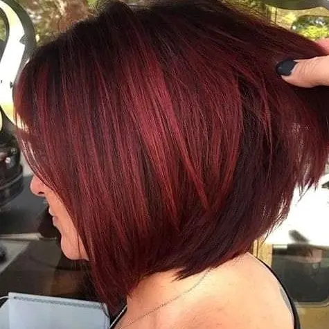 Red Toned Stacked Bob Hairstyle