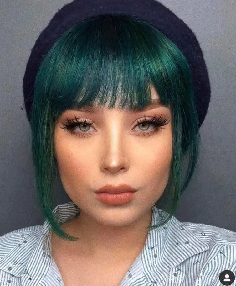 Emerald Green Bob with Bangs