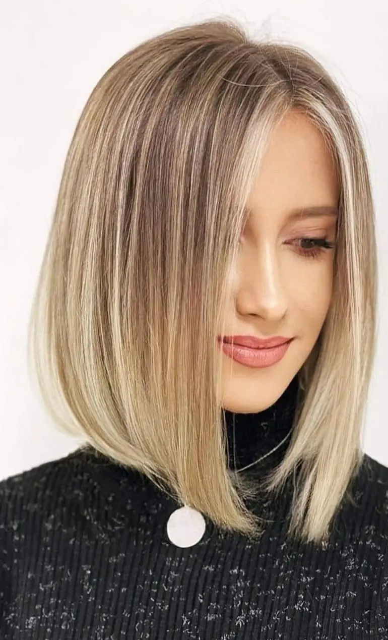 Soft Blonde Angled Bob Hairstyle