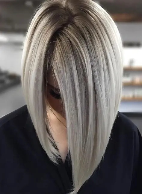 Platinum Blonde Inverted Bob Hairstyle