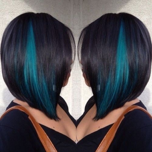 Bob with Teal Highlights