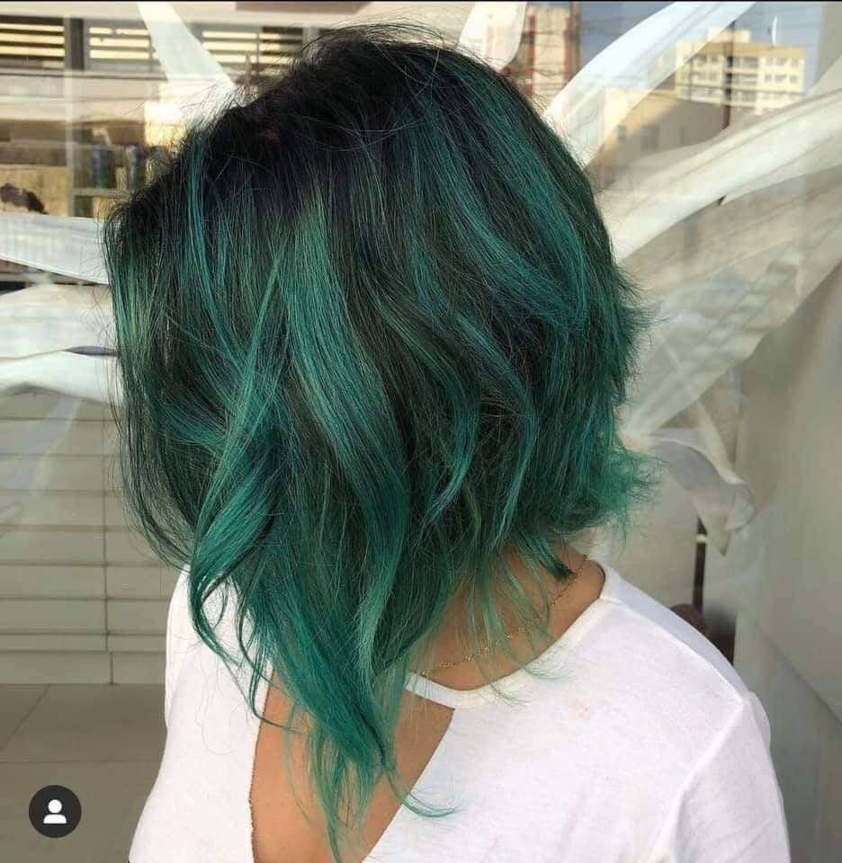 Teal Bob with Waves