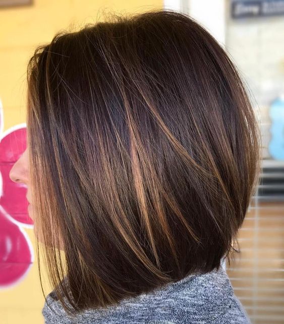 Chocolate Brown Bob with Subtle Highlights