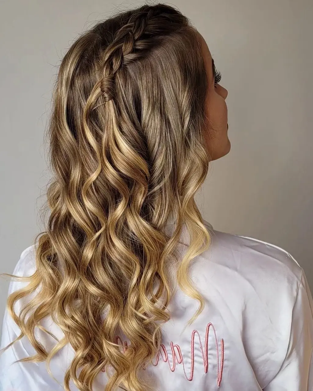 Loose Waves with Side Braid Hairstyle