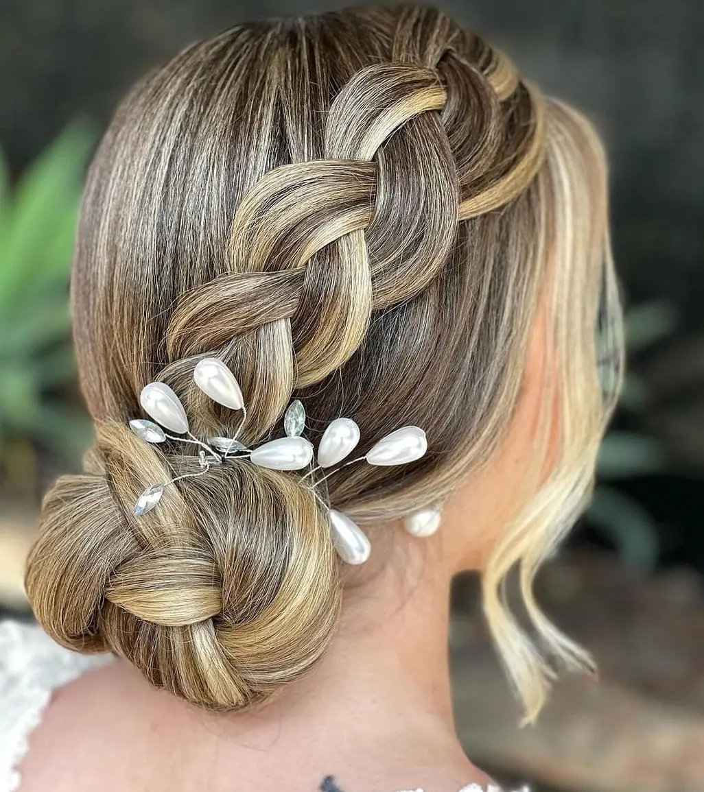 Braided Updo with Pearls Hairstyle