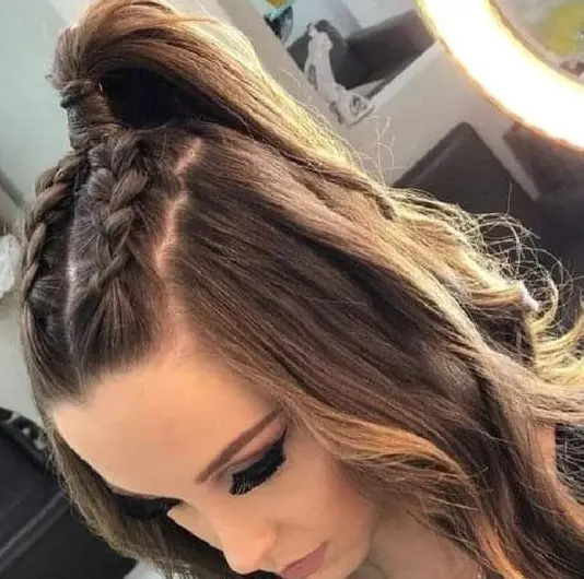 Half-Up Braided Top Knot Hairstyle