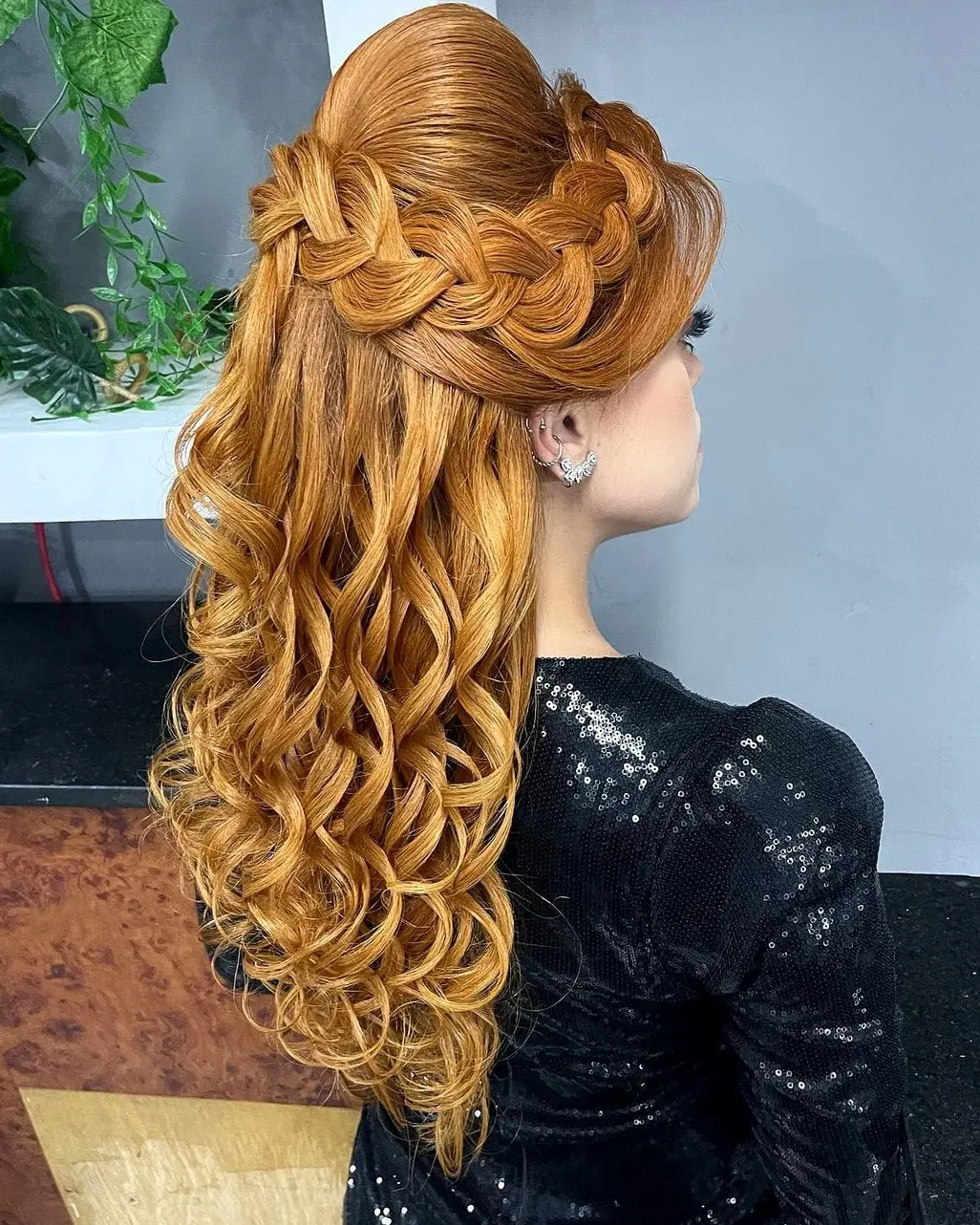 Braided Crown with Curls Hairstyle