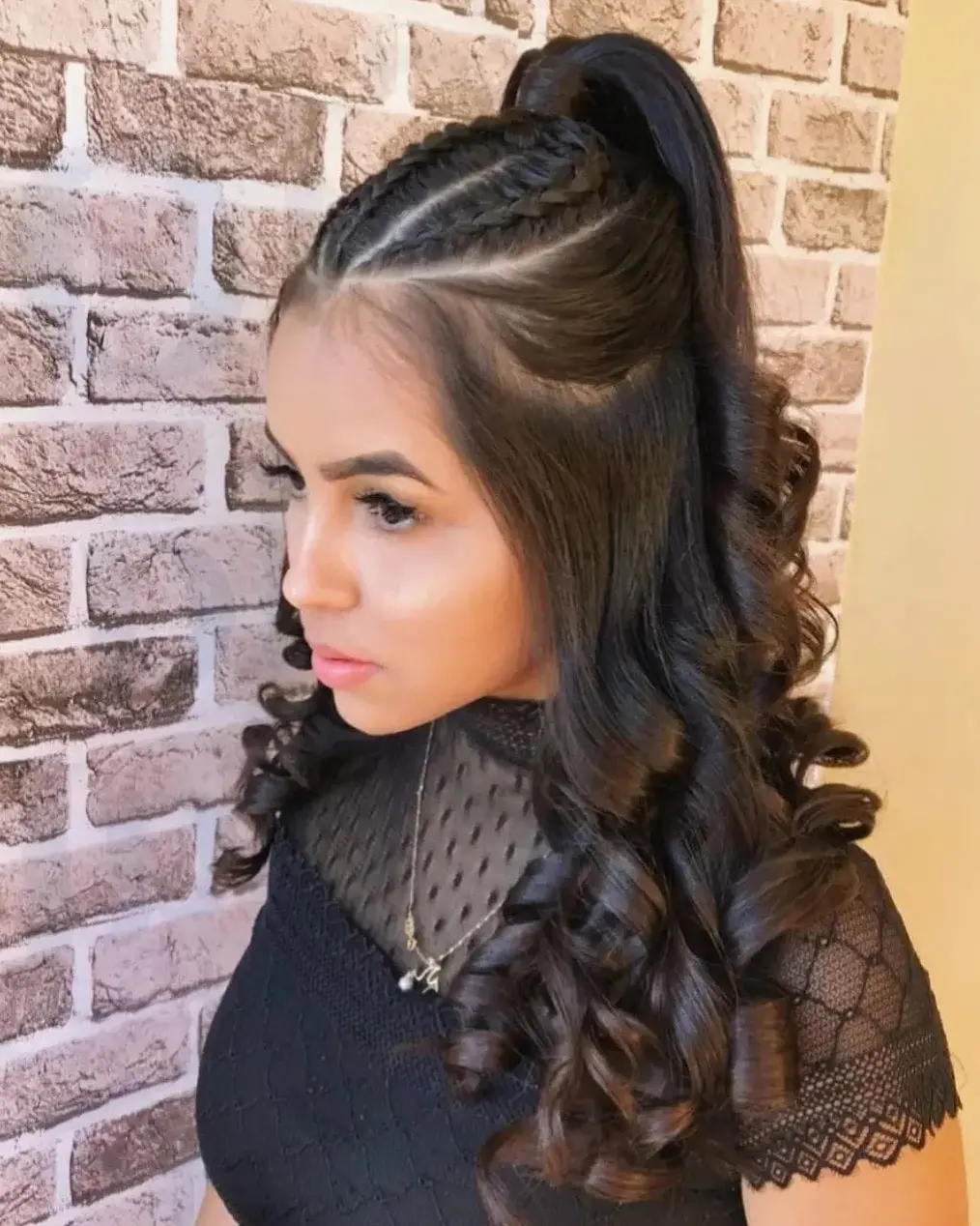 High Half-Up Ponytail with Cornrows Hairstyle