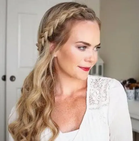 Crown Braid with Loose Waves Hairstyle