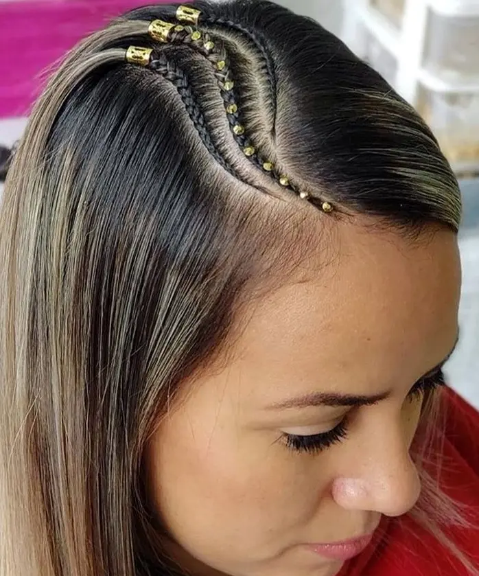 Beaded Side Braids with Sleek Finish Hairstyle