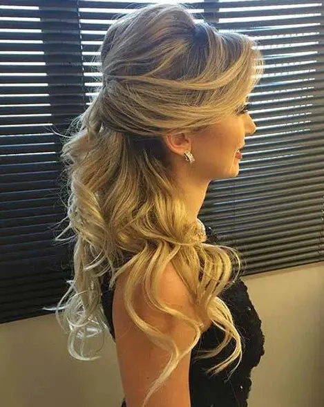 Elegant Half-Up Bouffant with Waves Hairstyle