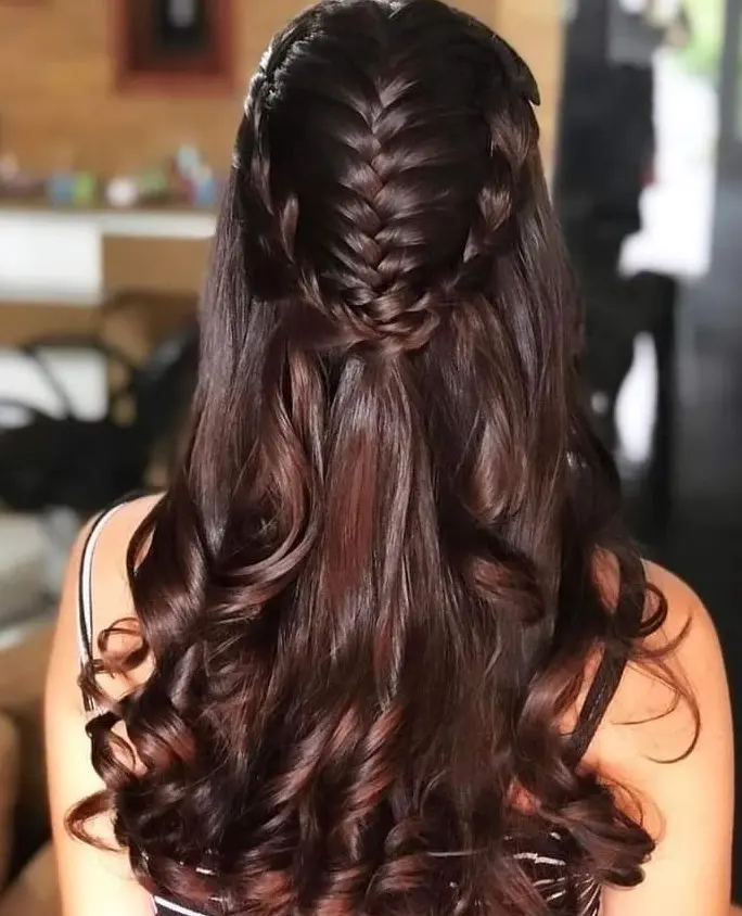 Fishtail Braided Half-Updo Hairstyle