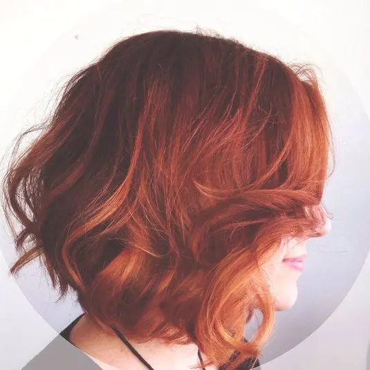 Wavy Auburn Brown Bob Hairstyle