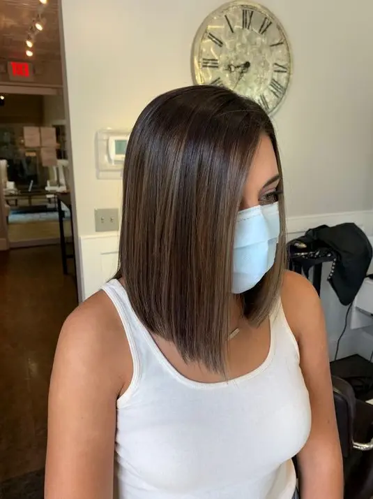 Sleek Straight Brown Lob Hairstyle