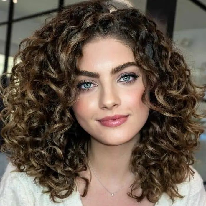 Natural Curls in Medium Brown Hairstyle