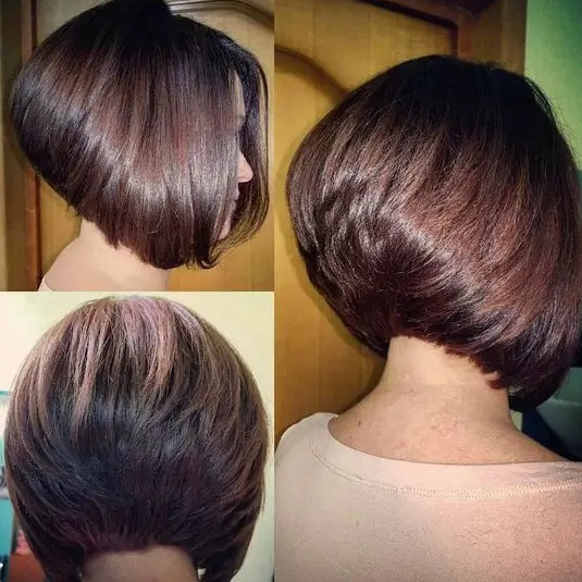 Voluminous Stacked Brown Bob Hairstyle