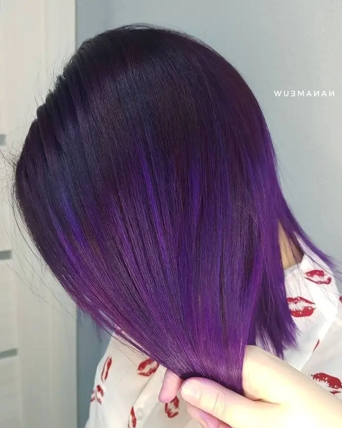 Plum-Accented Straight Hair