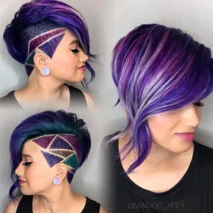 Edgy Undercut with Purple Highlights