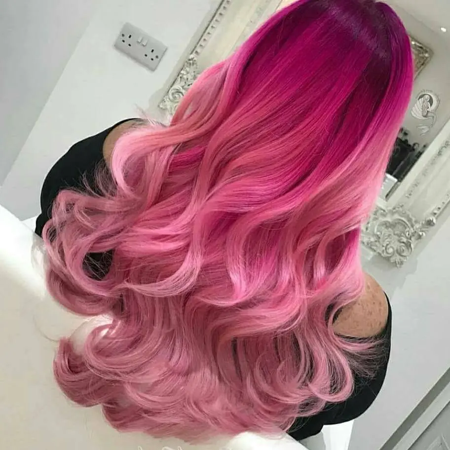 Vivid Pink Ombre Curls