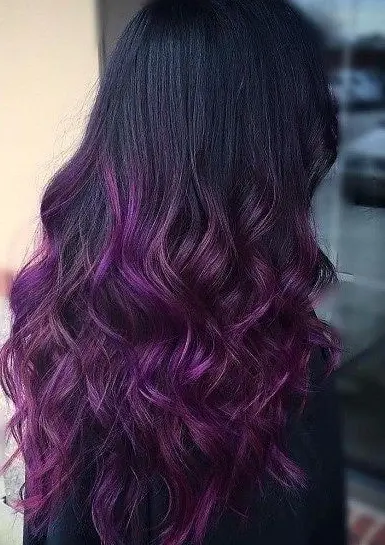 Dark Roots with Vibrant Burgundy Waves Hairstyle