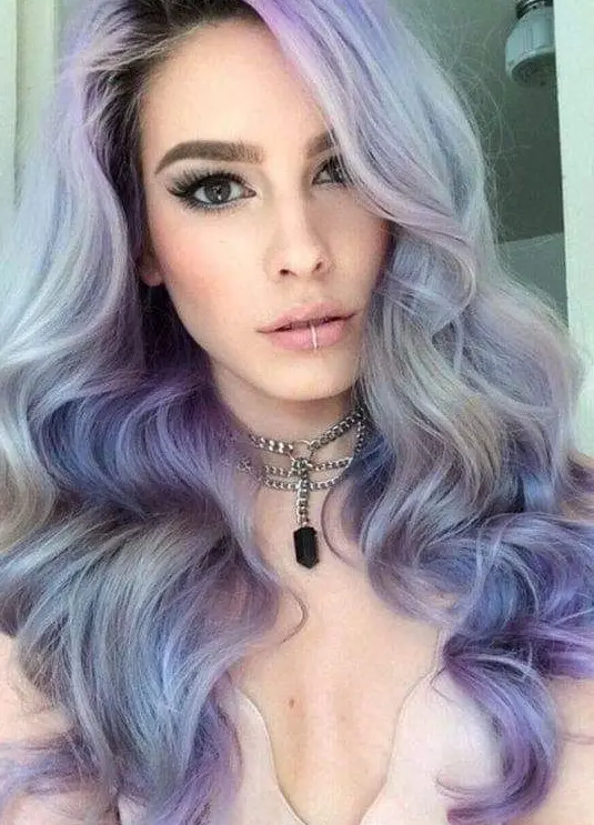 Soft Lavender and Burgundy Blend Hairstyle