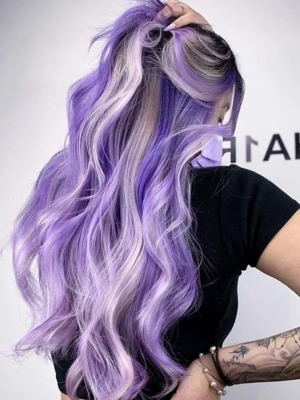 Lavender Waves with Burgundy Undertones Hairstyle