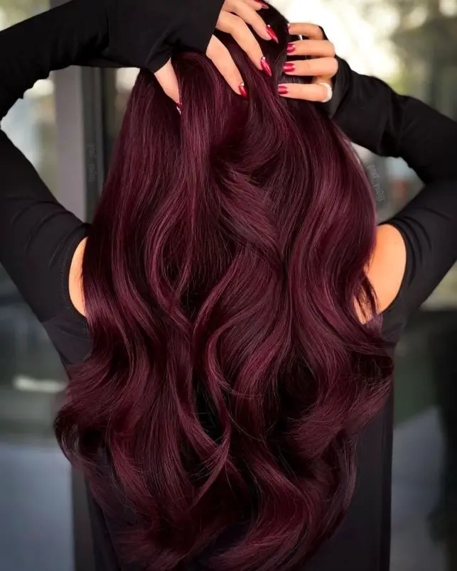 Luscious Burgundy Waves Hairstyle