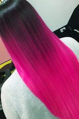 Vibrant Pink Ombre on Sleek Hair